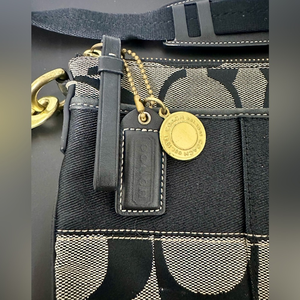 Coach Black and Grayish Tan Legacy Crossbody Bag. EUC W Coach Tag & Bag Charm. - Picture 3 of 14